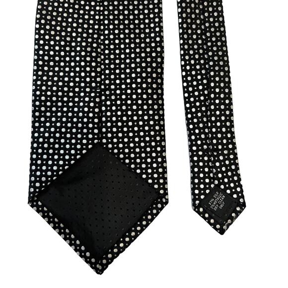 Pierre Cardin Black Silk Tie Metallic Silver Polka Dot Designer Necktie Formal - Picture 6 of 6
